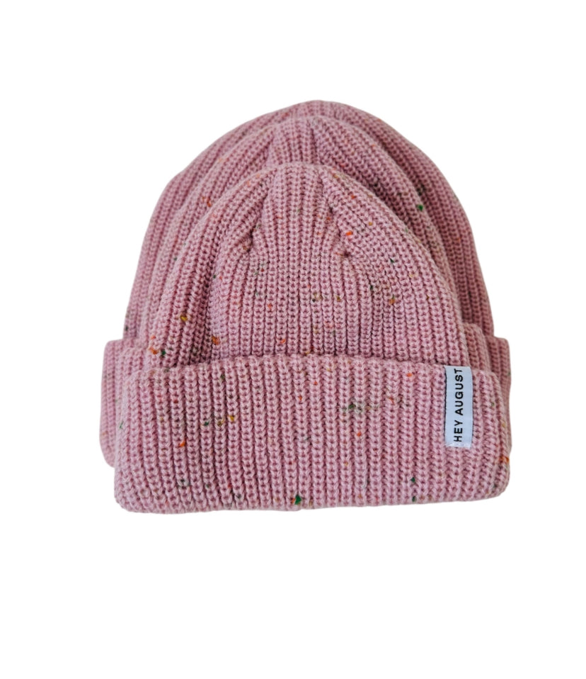 Thick Knit Beanie | Pink Speck