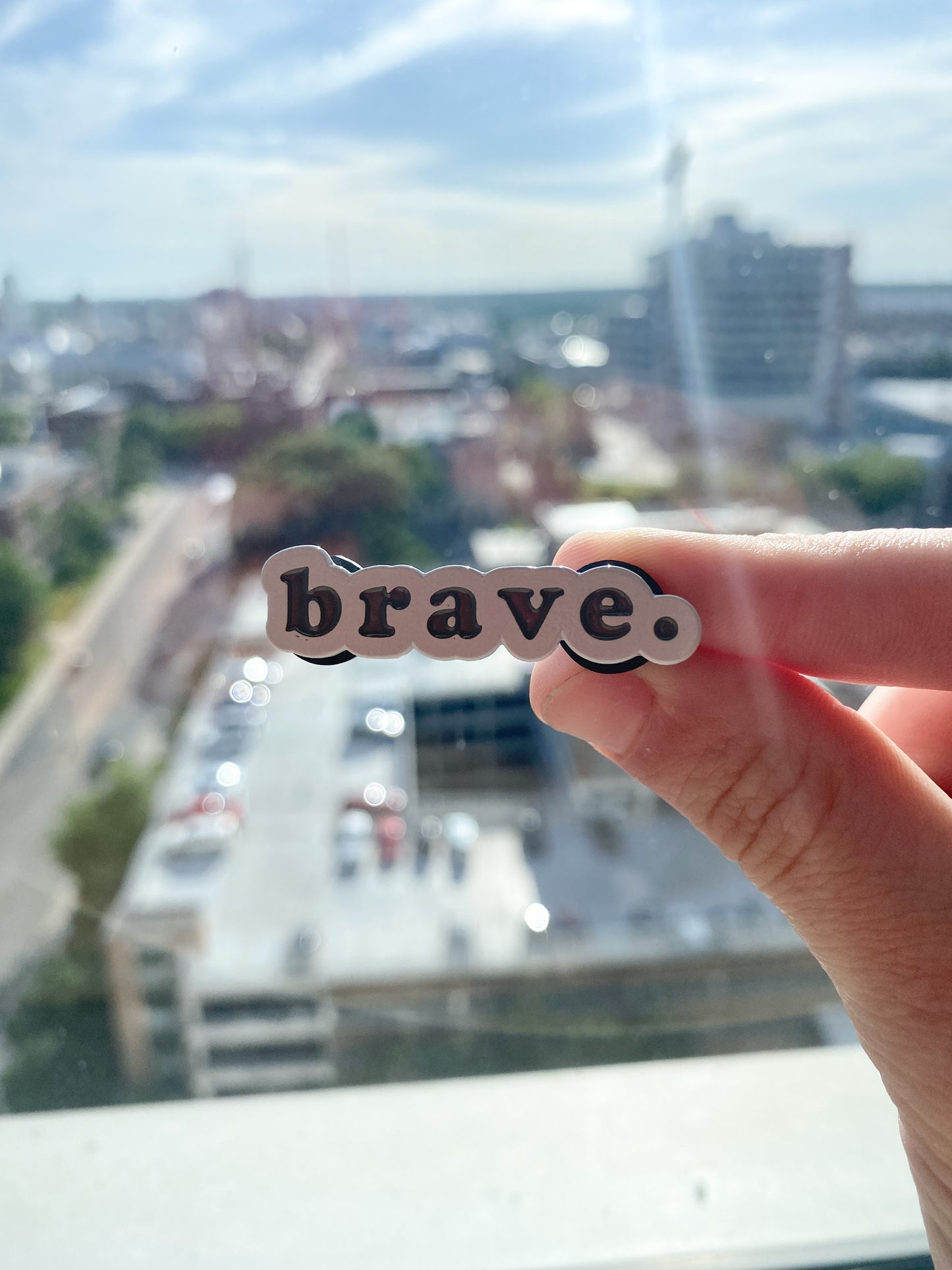 brave enamel pin