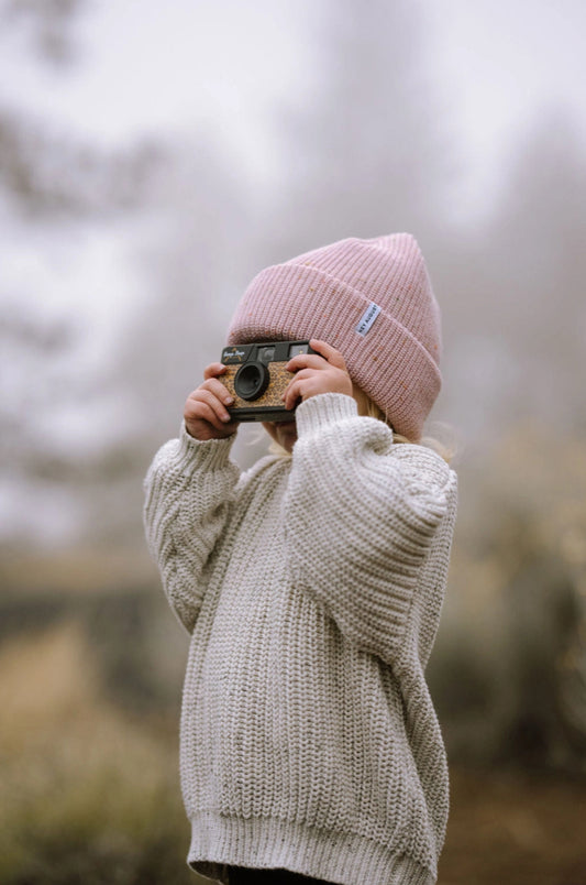 Thick Knit Beanie | Pink Speck